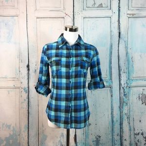 Blue Plaid Button Down Shirt